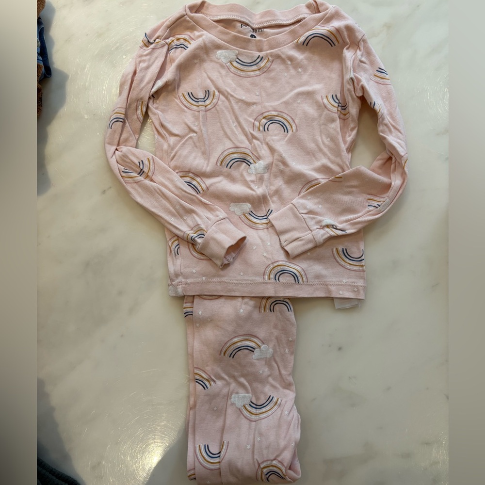 Petit Lem Blush Pajama Set with Rainbow Motif